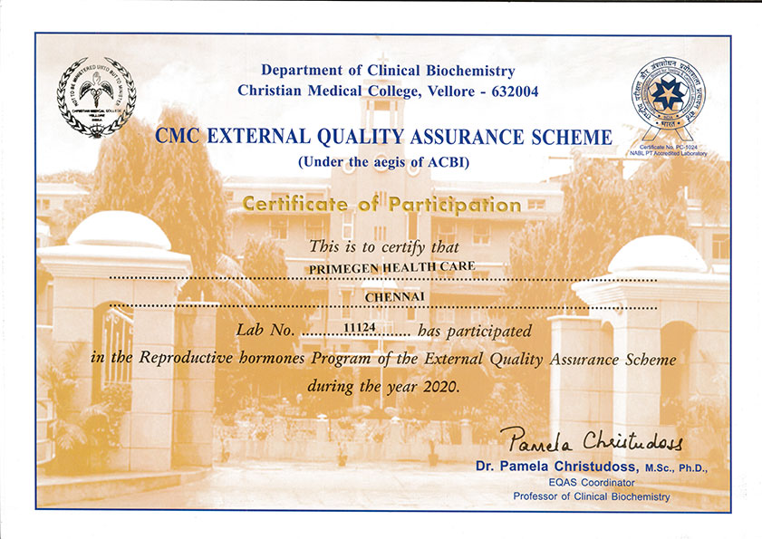EQAS-Reproductive Certificate